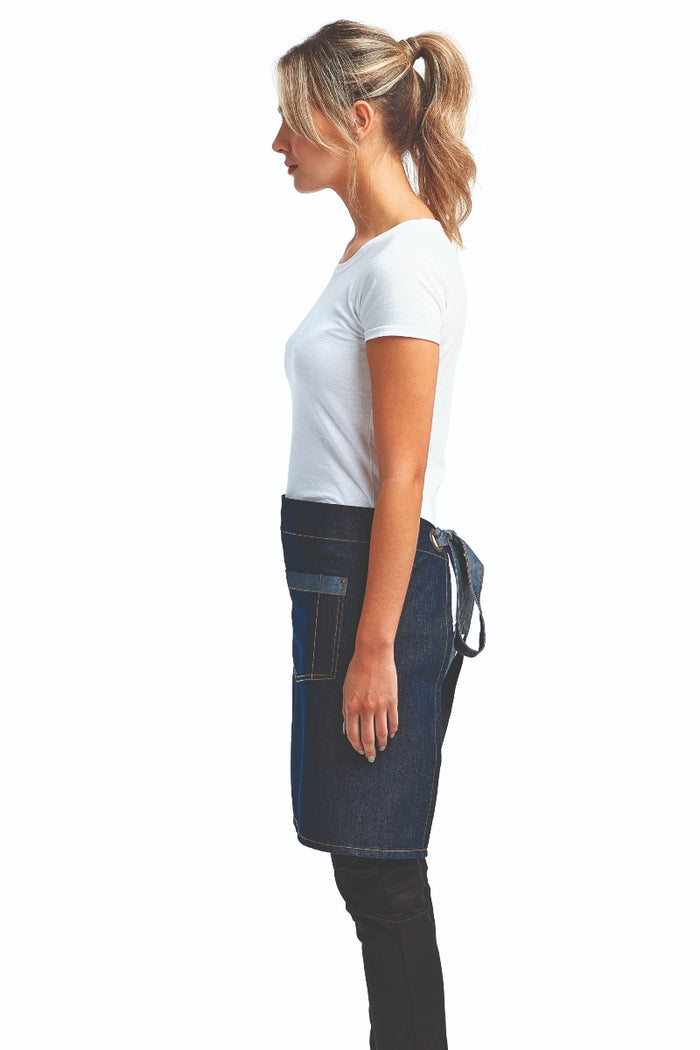 Artisan Collection by Reprime Indigo Denim Mid-Length Waist Apron (1 Wide Pocket)