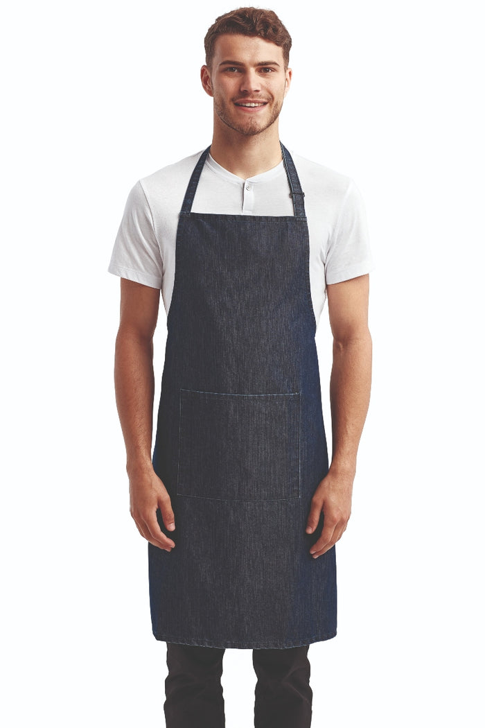 Artisan Collection by Reprime Indigo Denim Sustainable Bib Apron (1 Pocket w/ Pencil Divide)