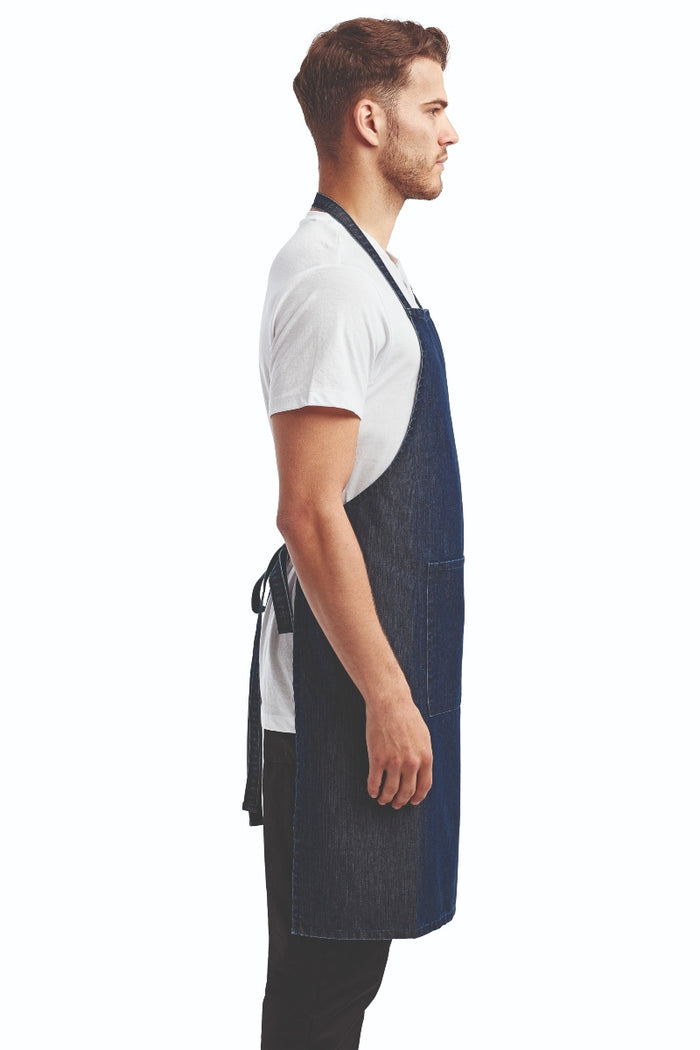 Artisan Collection by Reprime Indigo Denim Sustainable Bib Apron (1 Pocket w/ Pencil Divide)