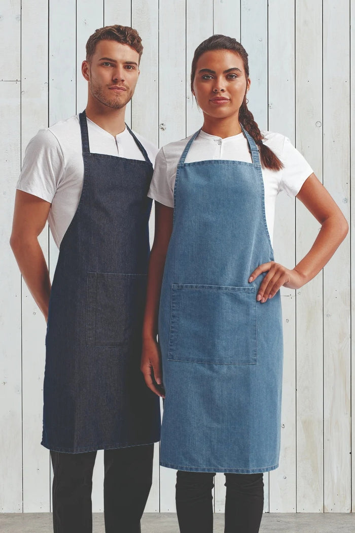 Artisan Collection by Reprime Indigo Denim Sustainable Bib Apron (1 Pocket w/ Pencil Divide)