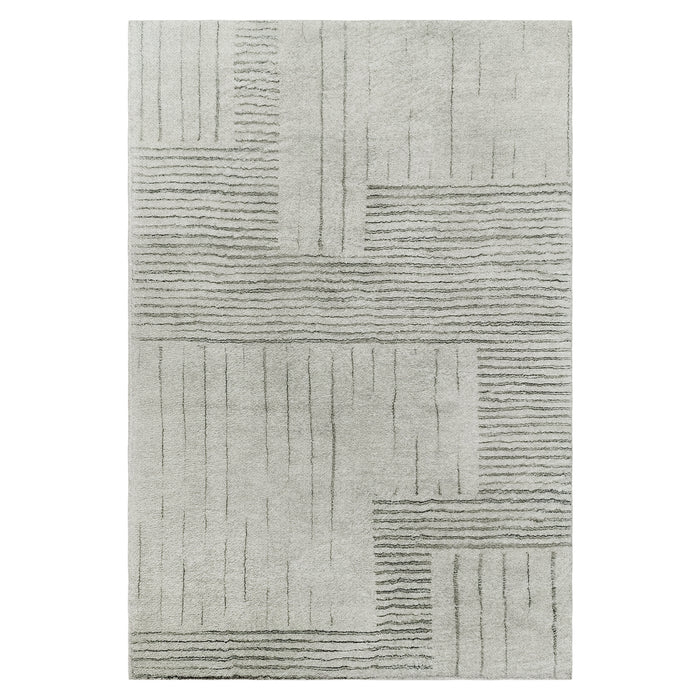 Close-up of the Jabeza Soft Contemporary Printed Rug 200x300cm, highlighting its 12mm pile and modern design, showcasing the intricate printed pattern and durable anti-slip cotton-blend backing.