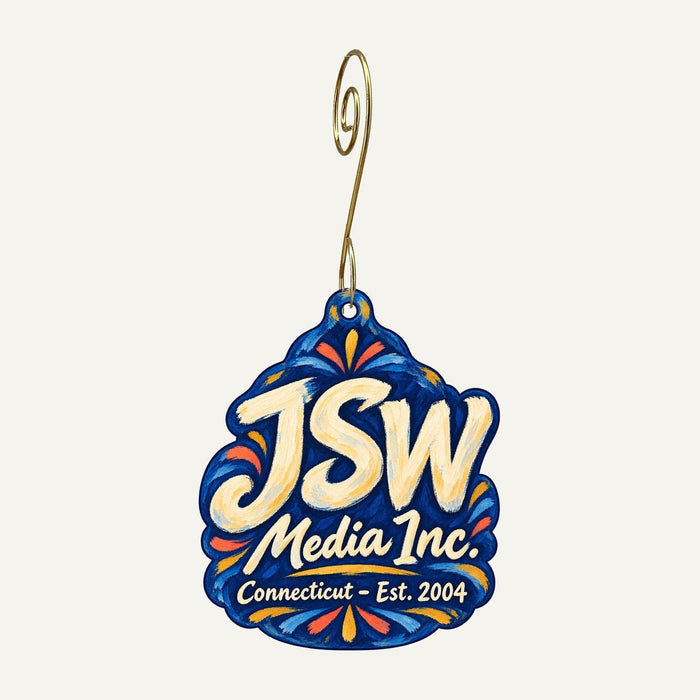 JSW Media Inc. Logo custom wood ornament OC59 hanging on hook