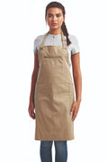 Artisan Collection by Reprime Khaki ‘Barley’ Sustainable Bib Apron (3 Pockets)