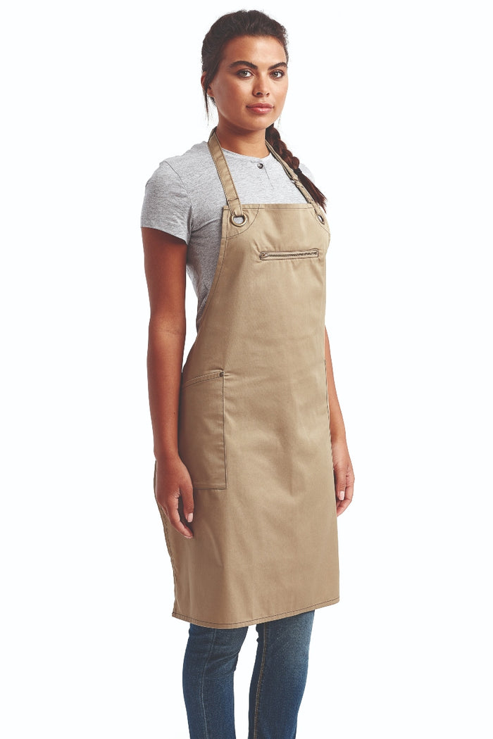 Artisan Collection by Reprime Khaki ‘Barley’ Sustainable Bib Apron (3 Pockets)