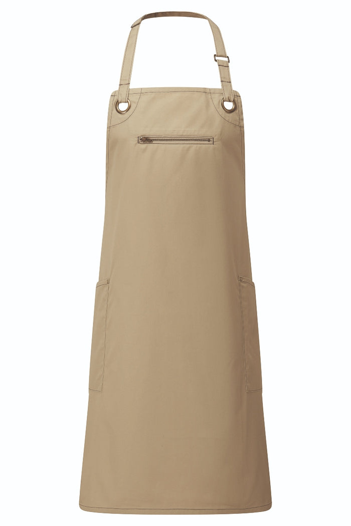 Artisan Collection by Reprime Khaki ‘Barley’ Sustainable Bib Apron (3 Pockets)