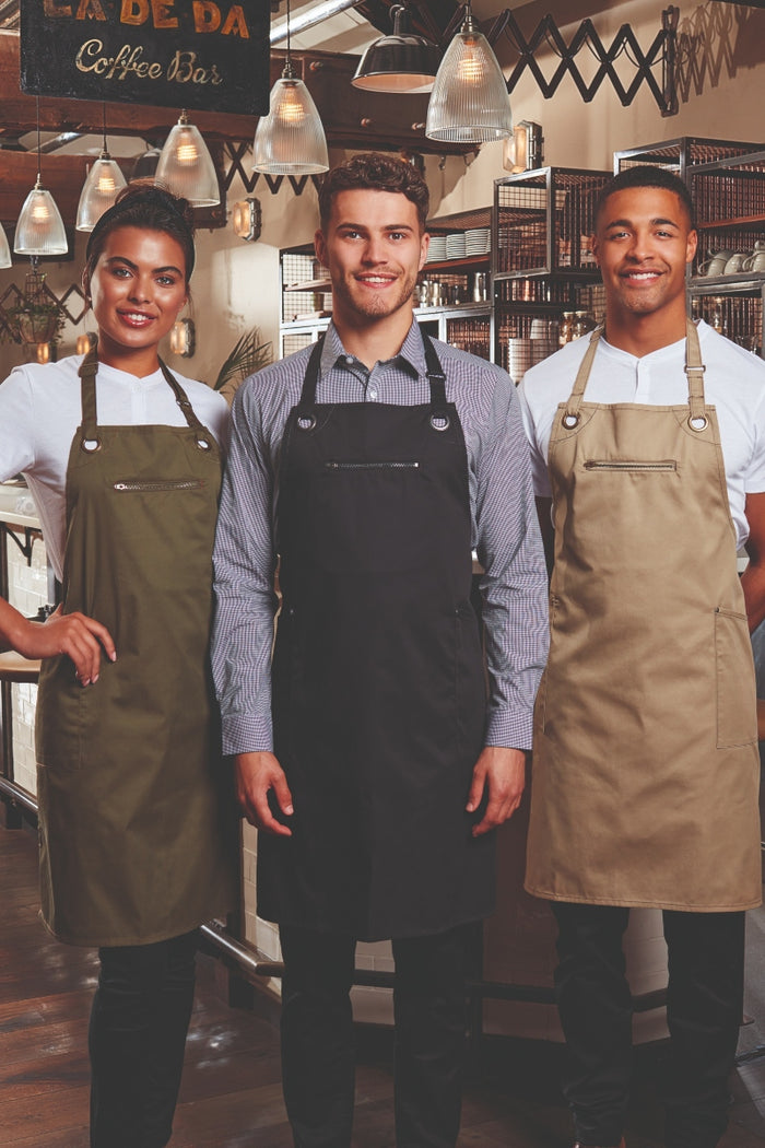 Artisan Collection by Reprime Khaki ‘Barley’ Sustainable Bib Apron (3 Pockets)