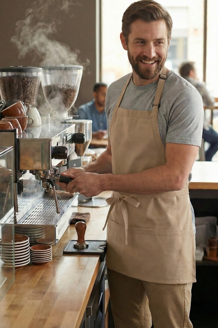Fame Khaki Bib Adjustable Apron (3 Pockets)
