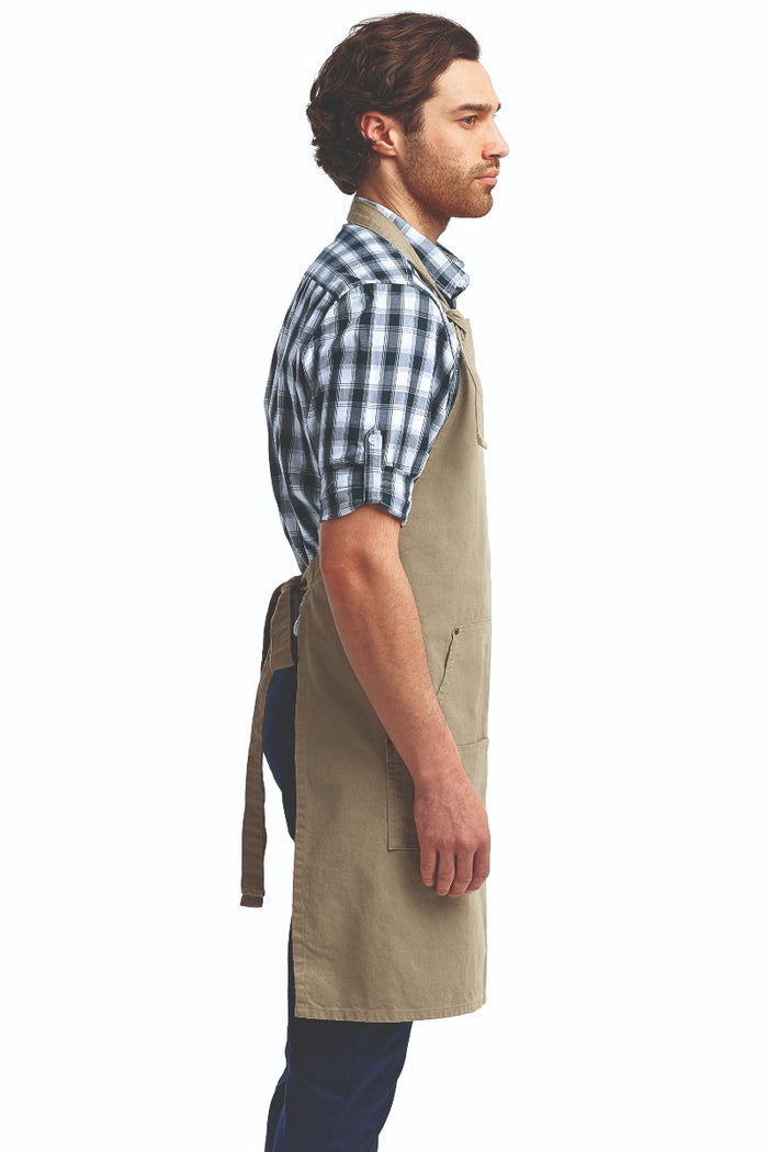Artisan Collection by Reprime Khaki "Calibre" Bib Adjustable Apron (4 Pocket Pouch)
