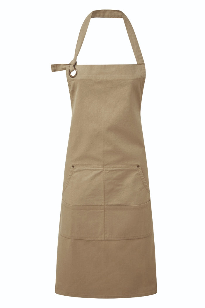 Artisan Collection by Reprime Khaki "Calibre" Bib Adjustable Apron (4 Pocket Pouch)