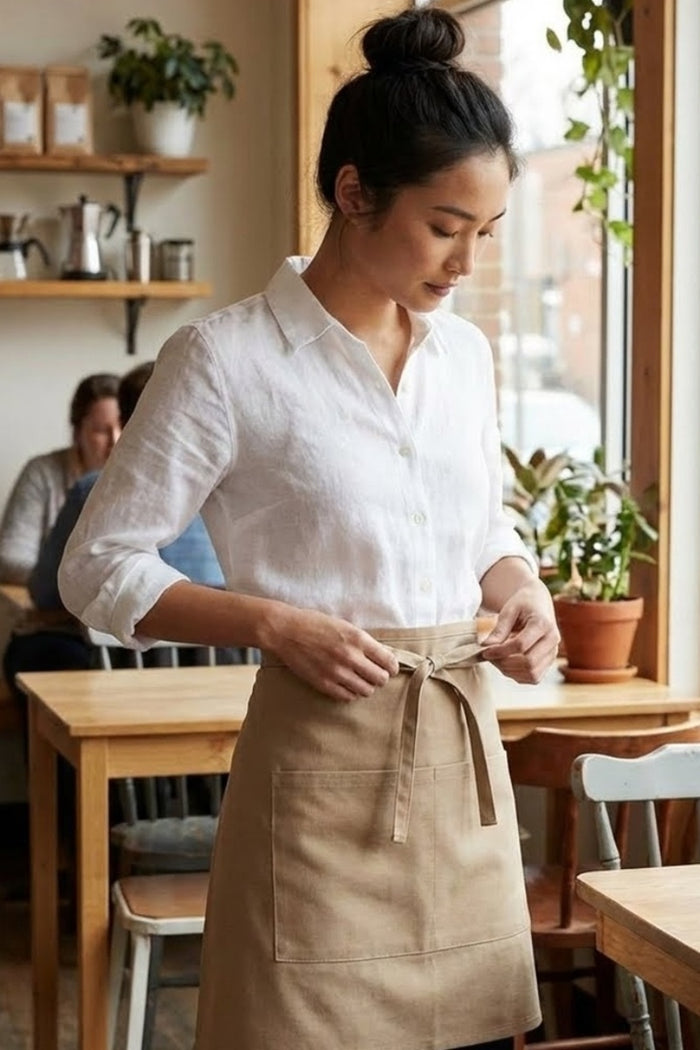 Fame Khaki Half Bistro Apron (2 Pockets)