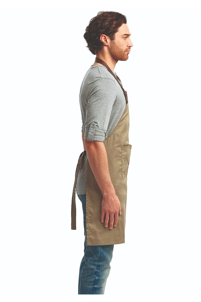 Artisan Collection by Reprime Khaki/Brown Espresso Adjustable Bib Apron (2 Pockets)
