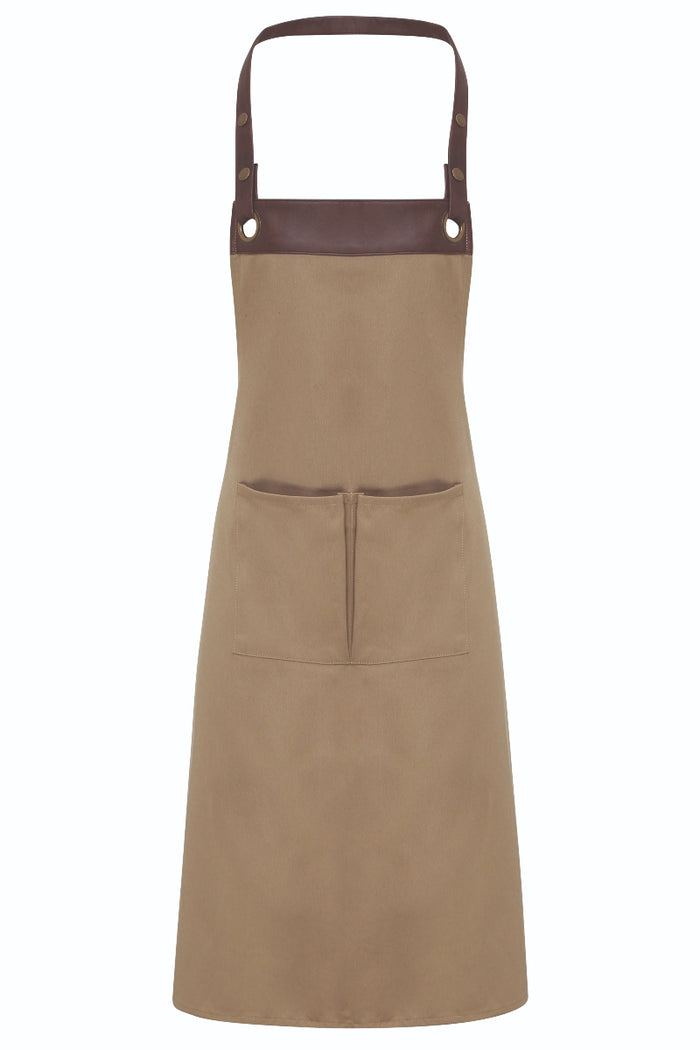 Artisan Collection by Reprime Khaki/Brown Espresso Adjustable Bib Apron (2 Pockets)