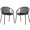 Kosmos Indoor/Outdoor Wire Dining Chair Black Set of 2, featuring sleek wire design with slatted backs and sturdy, powder-coated metal legs, suitable for both indoor and outdoor use.