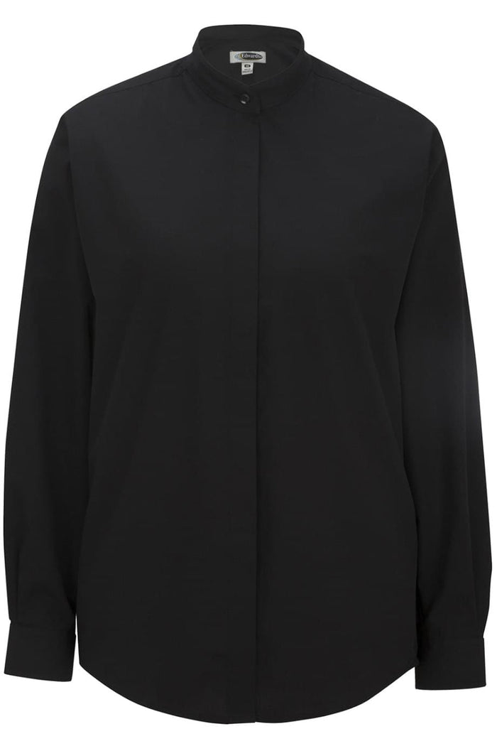 Edwards Ladies' Black Banded Collar Broadcloth Shirt