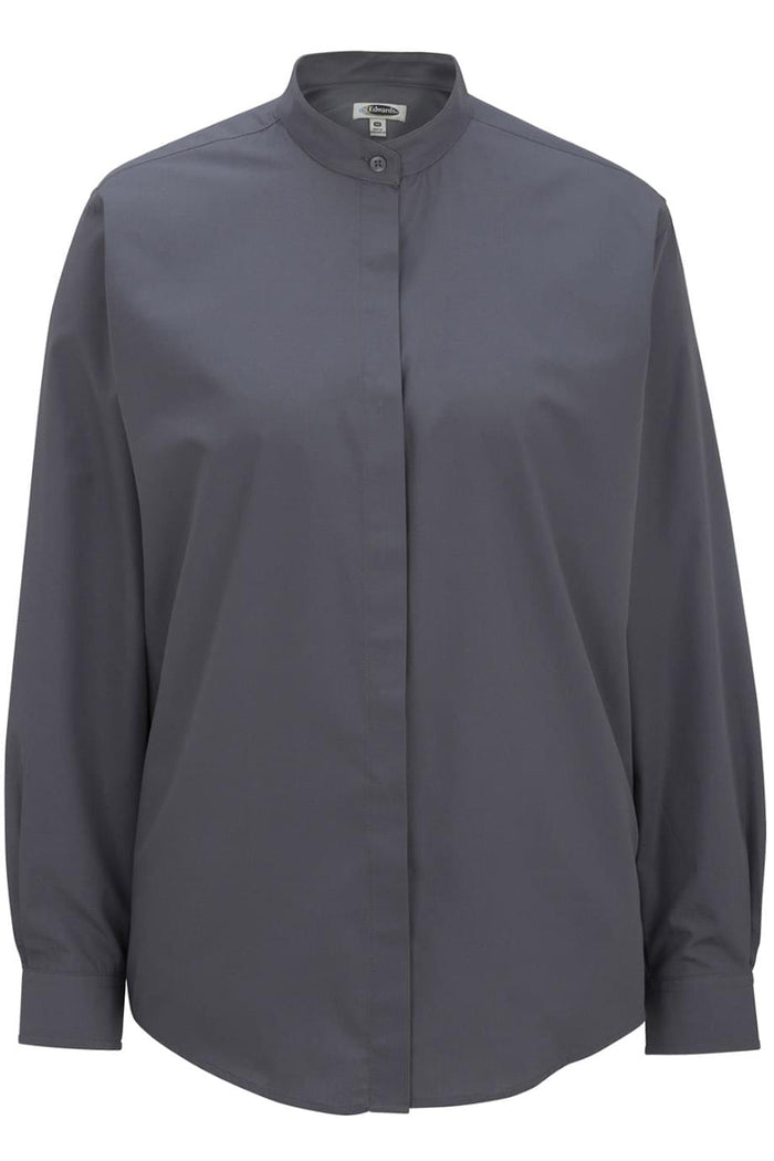Edwards XXS Ladies' Dark Grey Banded Collar Broadcloth Shirt
