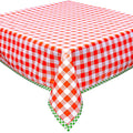 freckled sage large gingham orange oilcloth tablecloth with lime green gingham trim