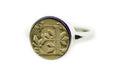 Leafy Initial Signet Ring - Backtozero B20 - 12mm, 12mm ring, 12mn, 1initial, accessory, Custom, custom ring, her, Initial, jewelry, Leaf, Nature, One Initial, Personalized, ring, signet ring, wax seal, wax seal ring, wax seal stamp, wreath