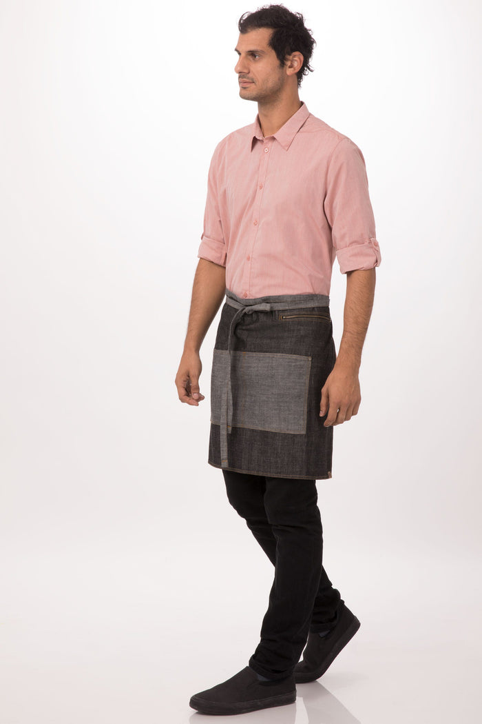 Chef Works Manhattan Black Denim Half Bistro Apron