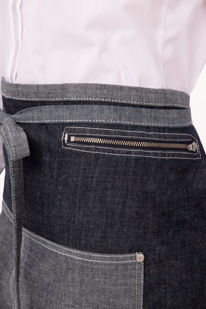 Chef Works Manhattan Indigo Blue Denim Half Bistro Apron