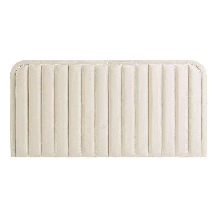 Contemporary upholstered headboard against a white background