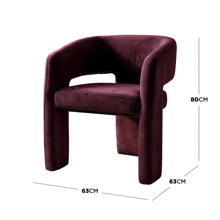 Full chair on white background with dimensions labeled