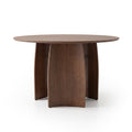 Round wooden table on a white background showing the full product