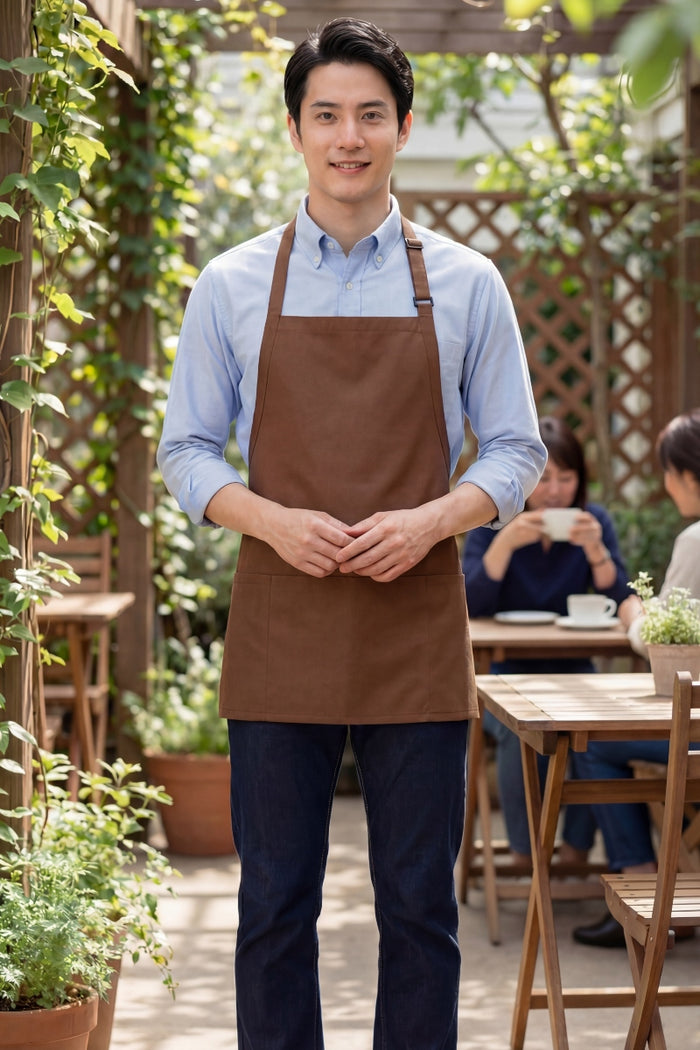 Fame Mocha Bib Adjustable Apron (3 Pockets)