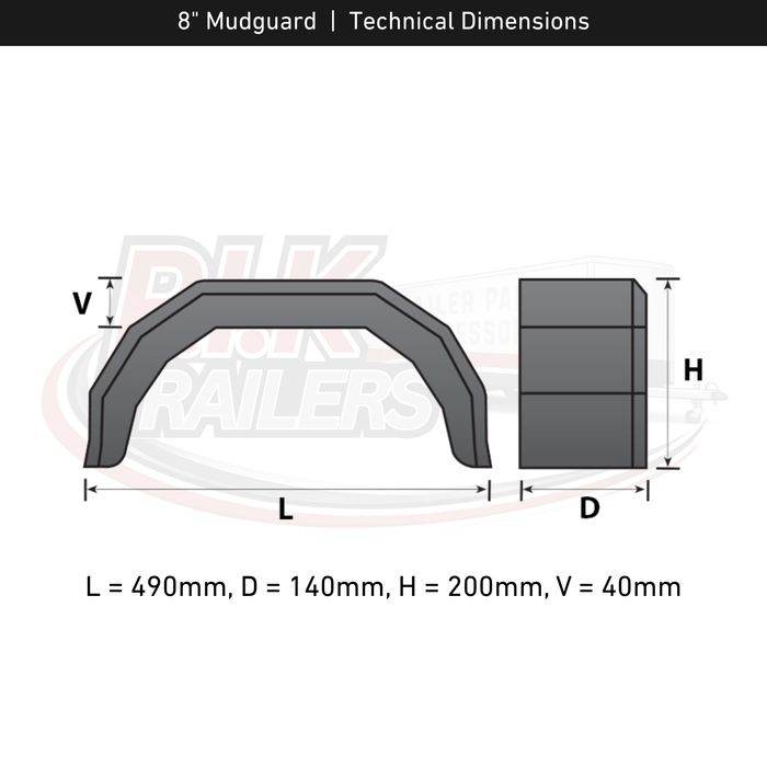 Mudguards for 8" Trailer Wheels - Standard