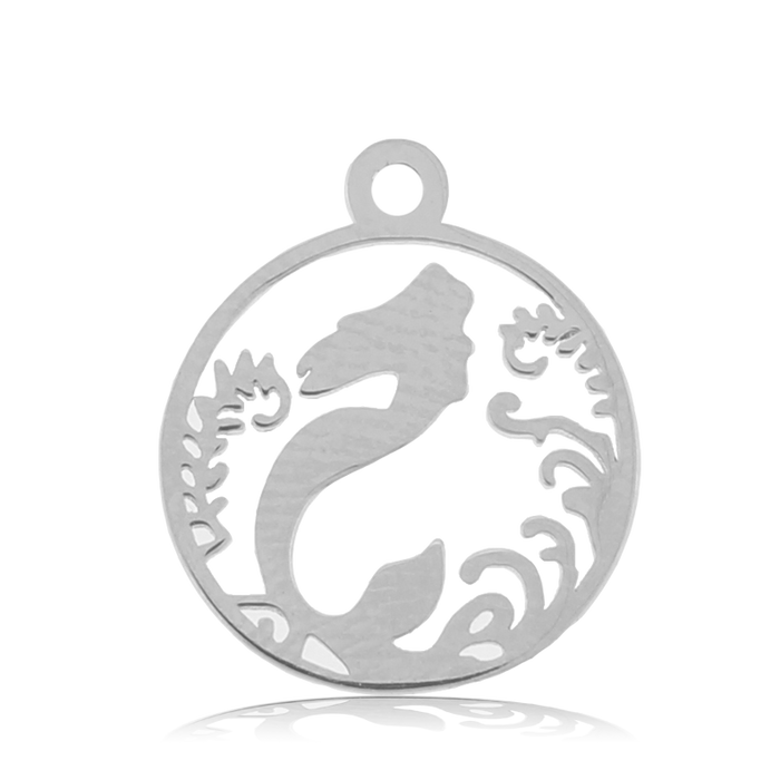 Multi Amazonite Stone Bracelet with Mermaid Sterling Silver Charm
