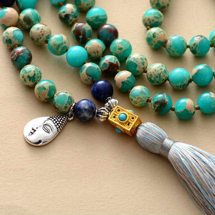 Natural Imperial Jasper 108 Mala Beads Necklace