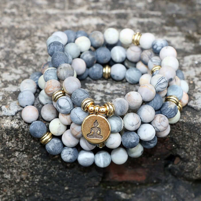 Natural Picasso Jasper 108 Mala Beads Necklace / Bracelet