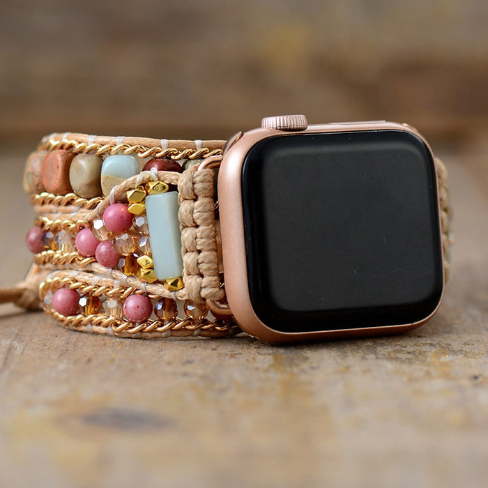 Natural Rhodonite & Royal Jasper Smartwatch Band