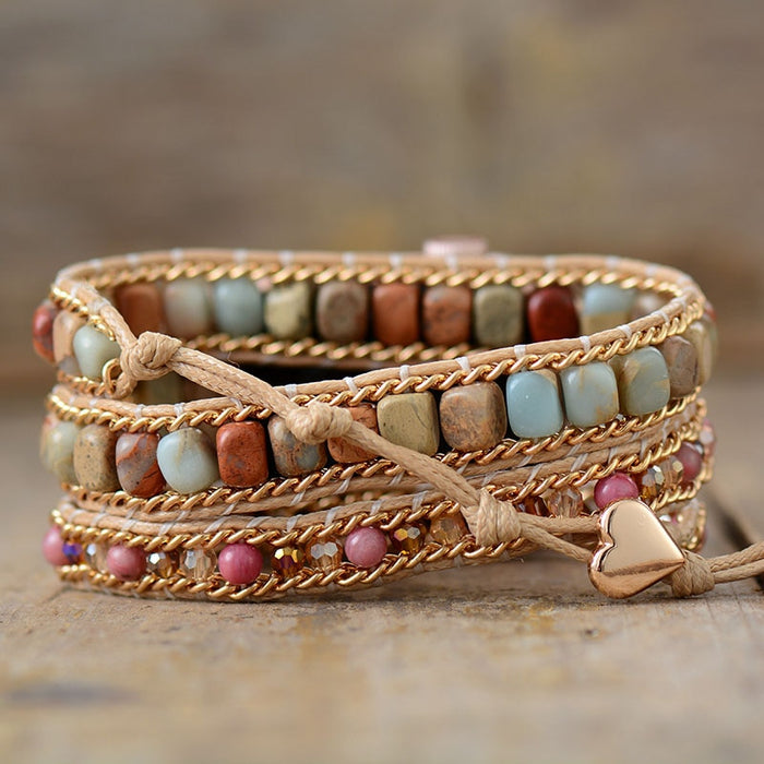 Natural Rhodonite & Royal Jasper Smartwatch Band