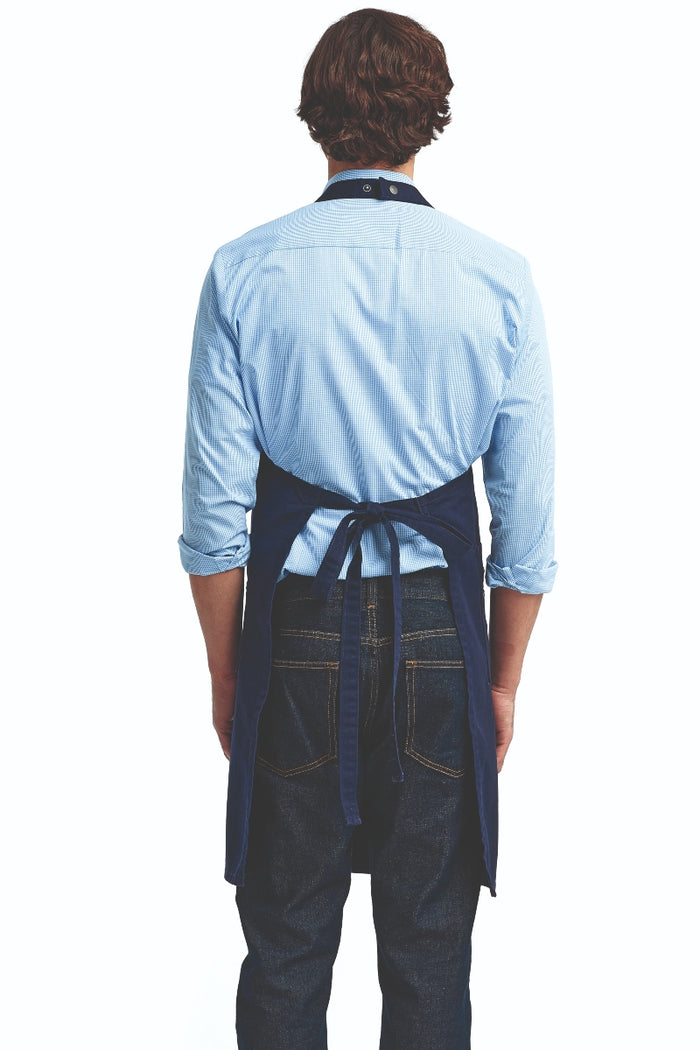 Artisan Collection by Reprime Navy Cotton Chino Adjustable Bib Apron (3 Pocket)