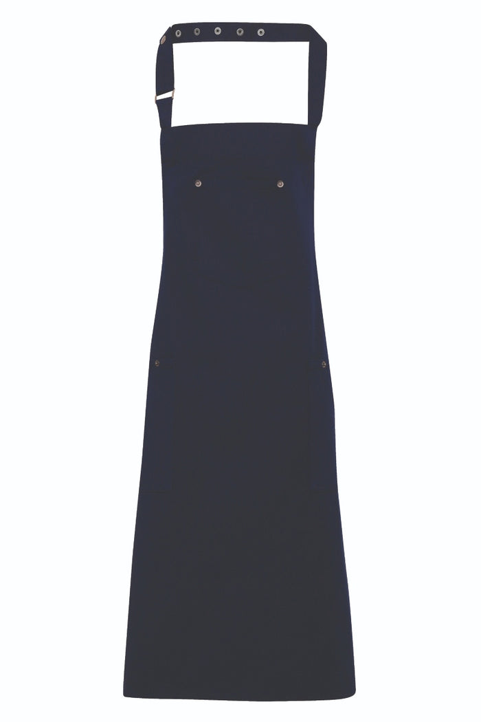 Artisan Collection by Reprime Navy Cotton Chino Adjustable Bib Apron (3 Pocket)