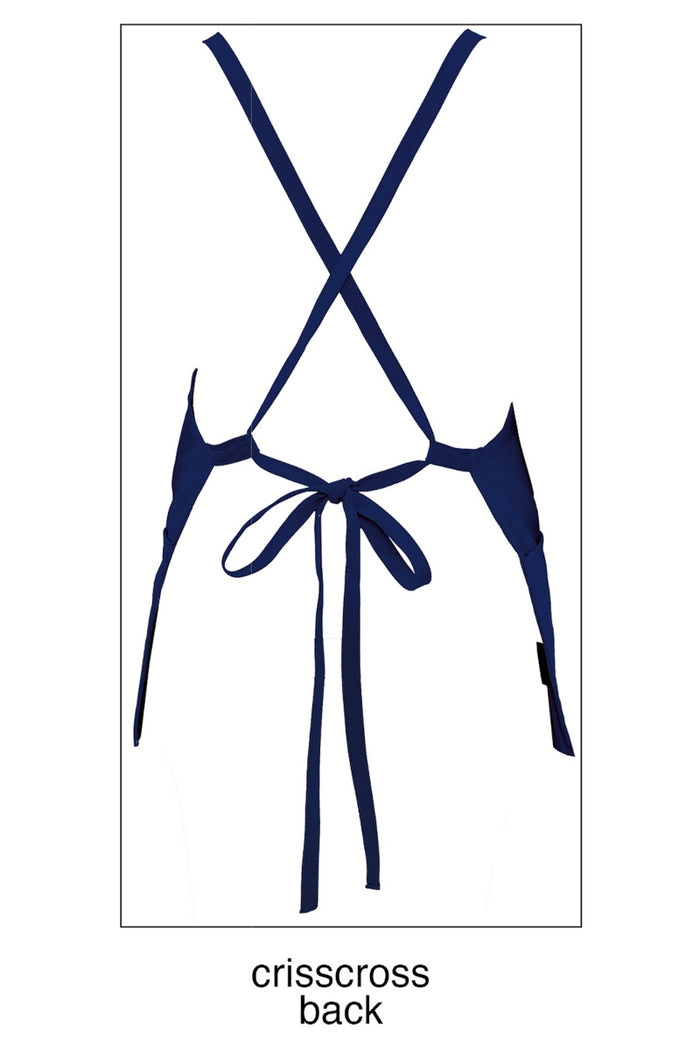 Fame Navy Criss Cross Bib Apron (3 Pockets)