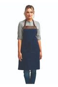 Artisan Collection by Reprime Navy/Brown Espresso Adjustable Bib Apron (2 Pockets)