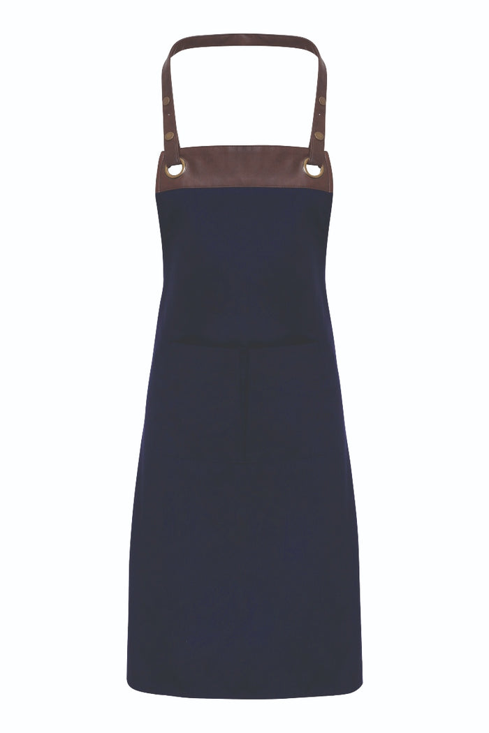 Artisan Collection by Reprime Navy/Brown Espresso Adjustable Bib Apron (2 Pockets)