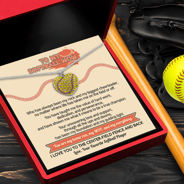 New Softball Heart Necklace - Softball - To My Softball Mom - You Are My Home Run, My Mvp, And My Everything - Gnep19019
