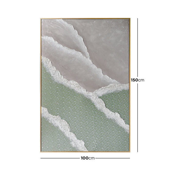 Dimensions of Nolan Modern Framed Textured Wall Art: 100x150cm, showcasing its rectangular size, perfect for a contemporary focal point in various room settings.