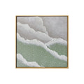 Front view of Nolan Modern Framed Textured Canvas, showcasing its contemporary abstract design with soft colors, bold 3D textures, and a hand-painted gel finish.
