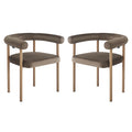 Two Ohio Velvet Dining Chairs with natural legs and espresso brown finish, featuring a minimalist design with curved backrests and padded seats, set against a plain white background.