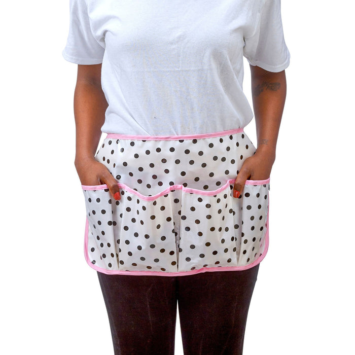 mother's day oilcloth half apron in black dot