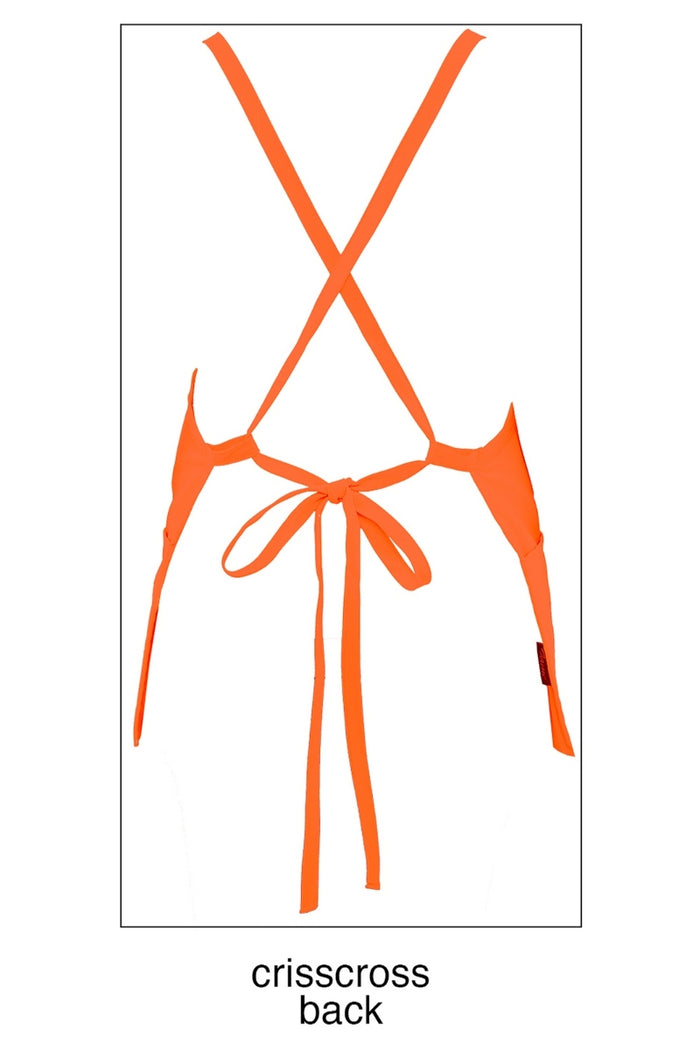 Fame Orange Criss Cross Bib Apron (3 Pockets)