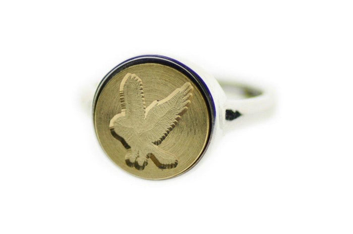 Owl Signet Ring - Backtozero B20 - 12mm, 12mm ring, 12mn, accessory, Bird, Fleur de Lis, her, jewelry, owl, ring, signet ring, wax seal, wax seal ring, wax seal stamp, Woodland Animal