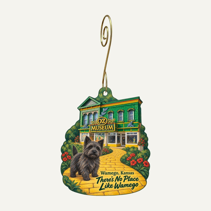 OZ Museum Logo custom wood ornament OC128 hanging on hook