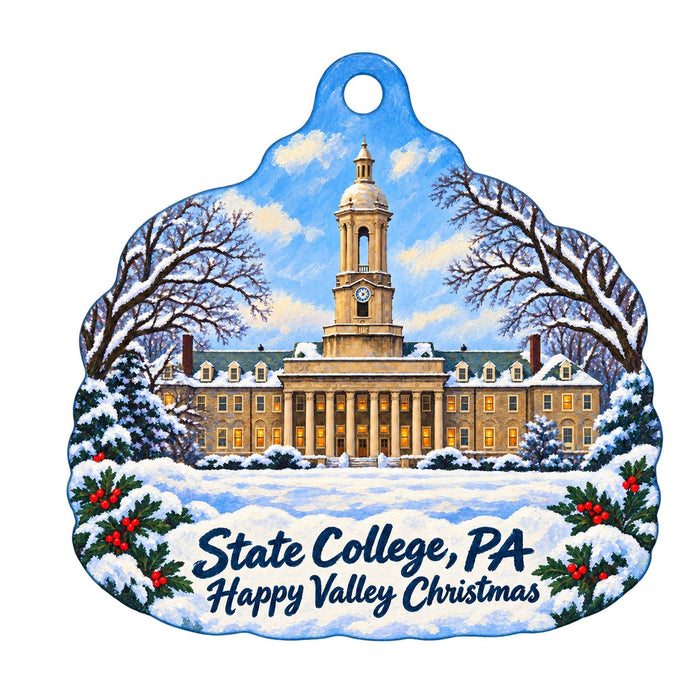 Palmer Museum of Art — Honey and Bill Jaffe Museum Store and Café Christmas custom wood ornament OC102 on white