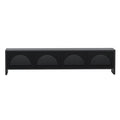 Philippe 200cm Arch Door TV Entertainment Unit in Black features a sleek design with four vertically fluted, half-circle paneled doors, resting on short legs, ideal for modern media storage.