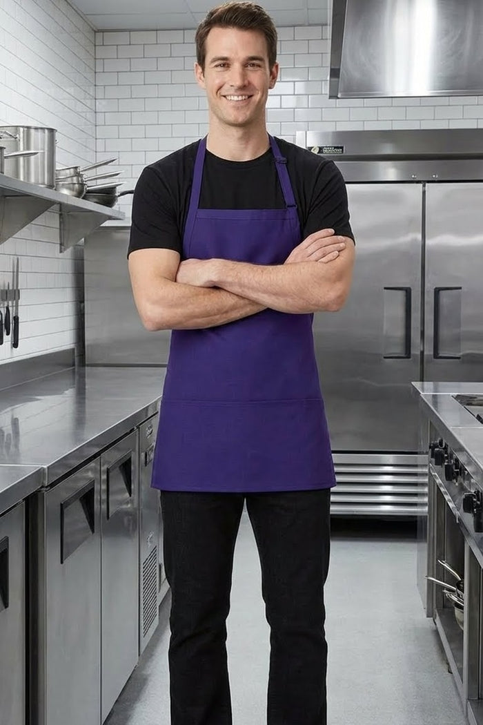 Fame Purple Bib Adjustable Apron (3 Pockets)