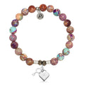 Purple Jasper Stone Bracelet with Key to my Heart Sterling Silver Charm
